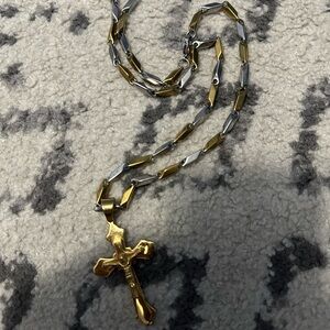 Gold and Silver Cross Necklace